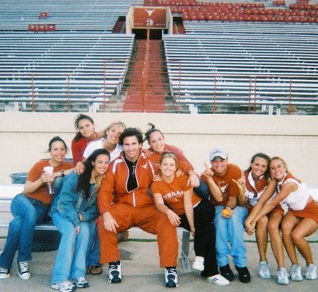 University Of Texas Cheerleaders and James Vincent on the set of Cheer Up.