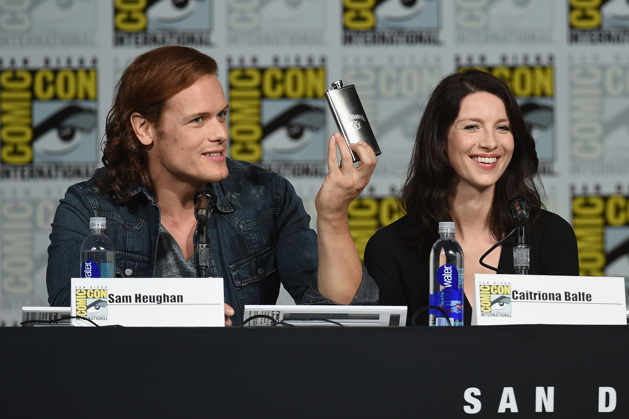 Sam Heughan and Caitriona Balfe at event of Outlander (2014)