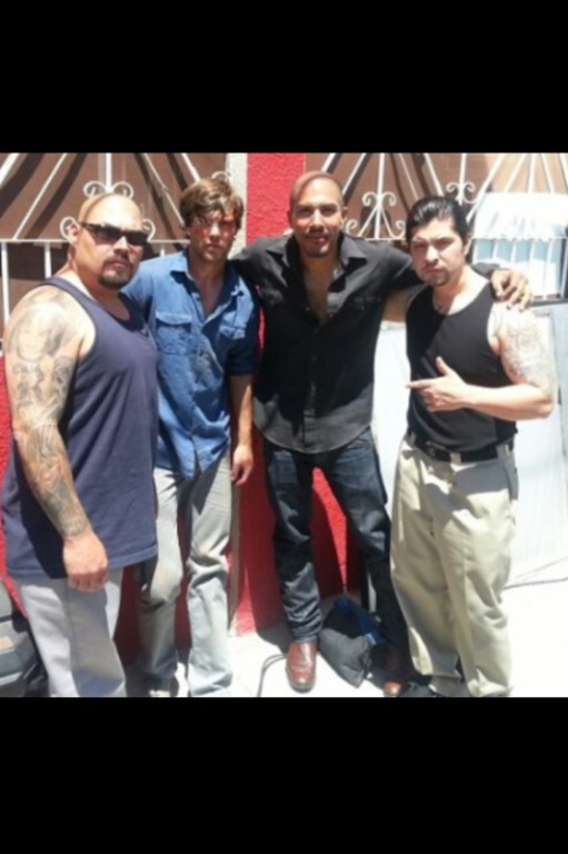 William Rocha, Shawn Lock, Burton Anthony Perez & David Baptiste on set of Road Run in Tijuana Mexico