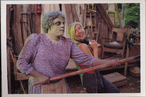 Zombie and Director Sue Corcoran on the set of Gory Gory Hallelujah