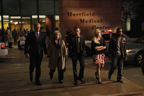 Still of Kathy Bates, Christopher McDonald, Brittany Snow, Aml Ameen and Nate Corddry in Harry's Law (2011)
