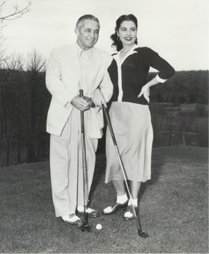 JEANNE CARMEN & Trick Shot Golfing Legend JACK REDMOND: Lake Kiamisha, New York