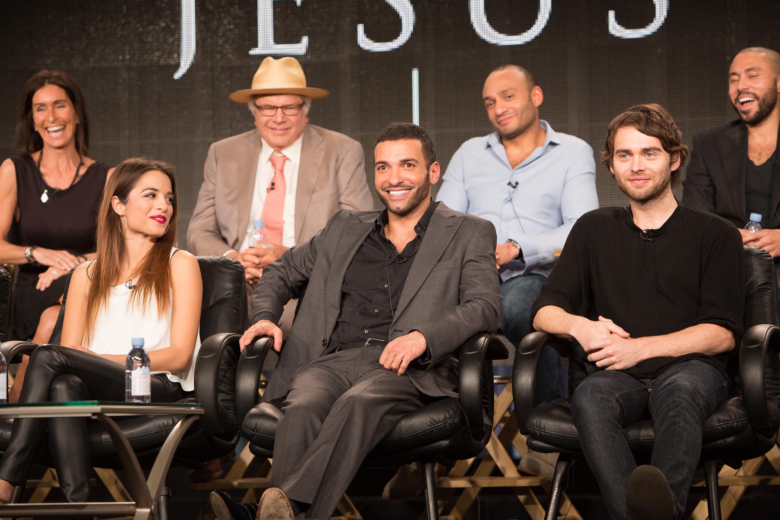 Main Cast & Production Team at the TCA's in Pasadena Jan 2015 for 'Killing Jesus' - Smiles all round