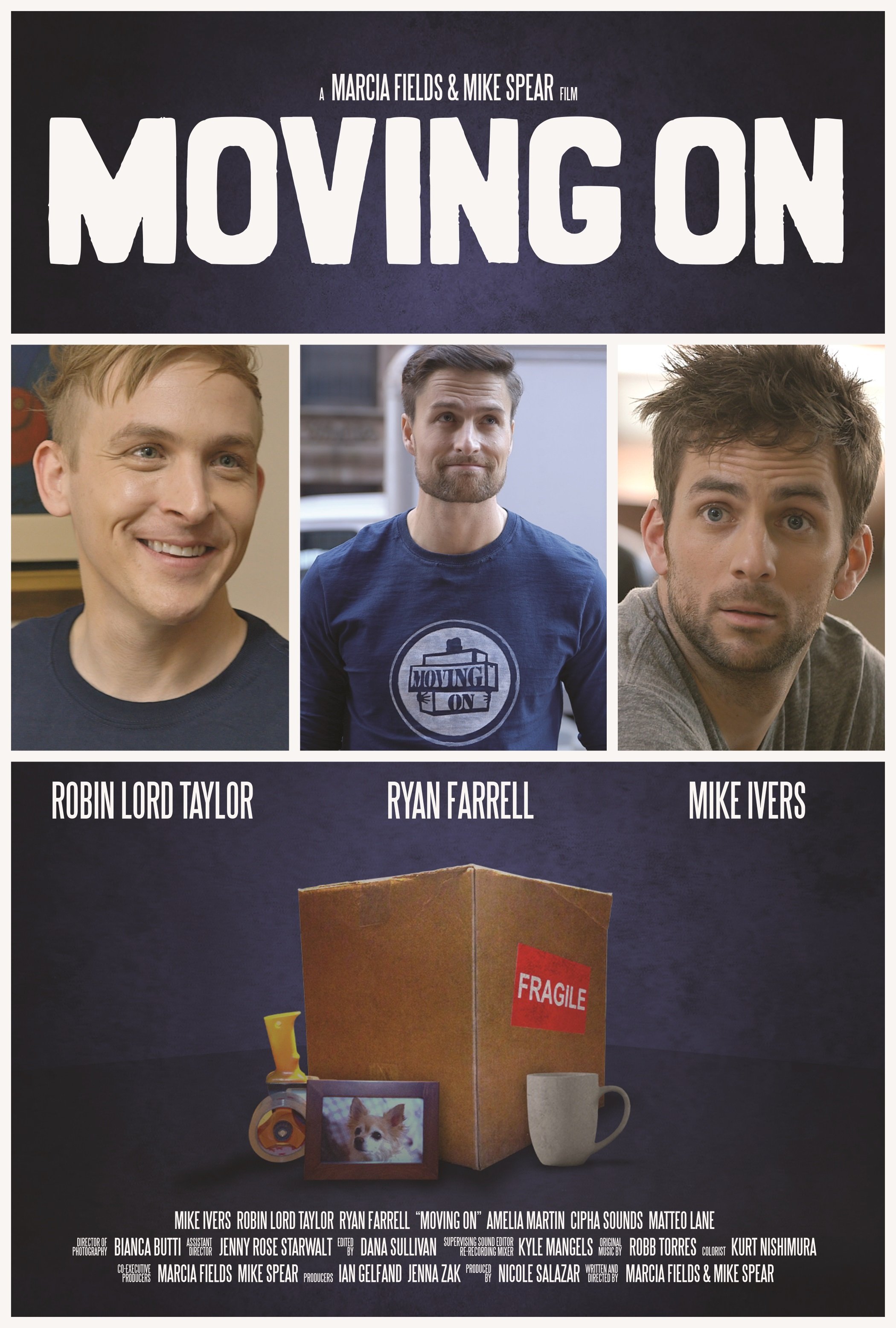 Official one sheet of Moving On, a film by Marcia Fields & Mike Spear
