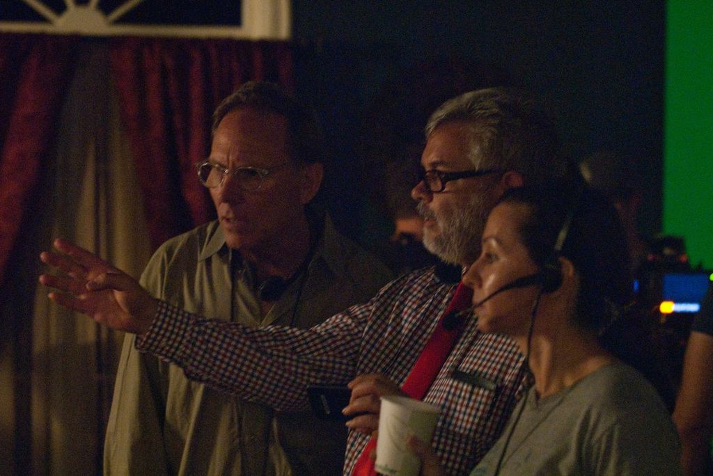 Writer/Director James Helsing with Script Supervisor Craig Holt and AD Chris Smernes on the MODUS OPERANDI set.