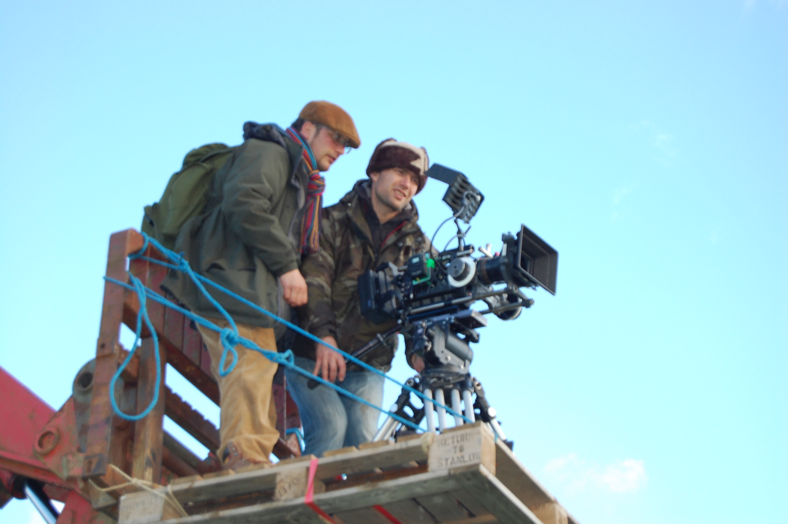 On a crane on set of Tribe.