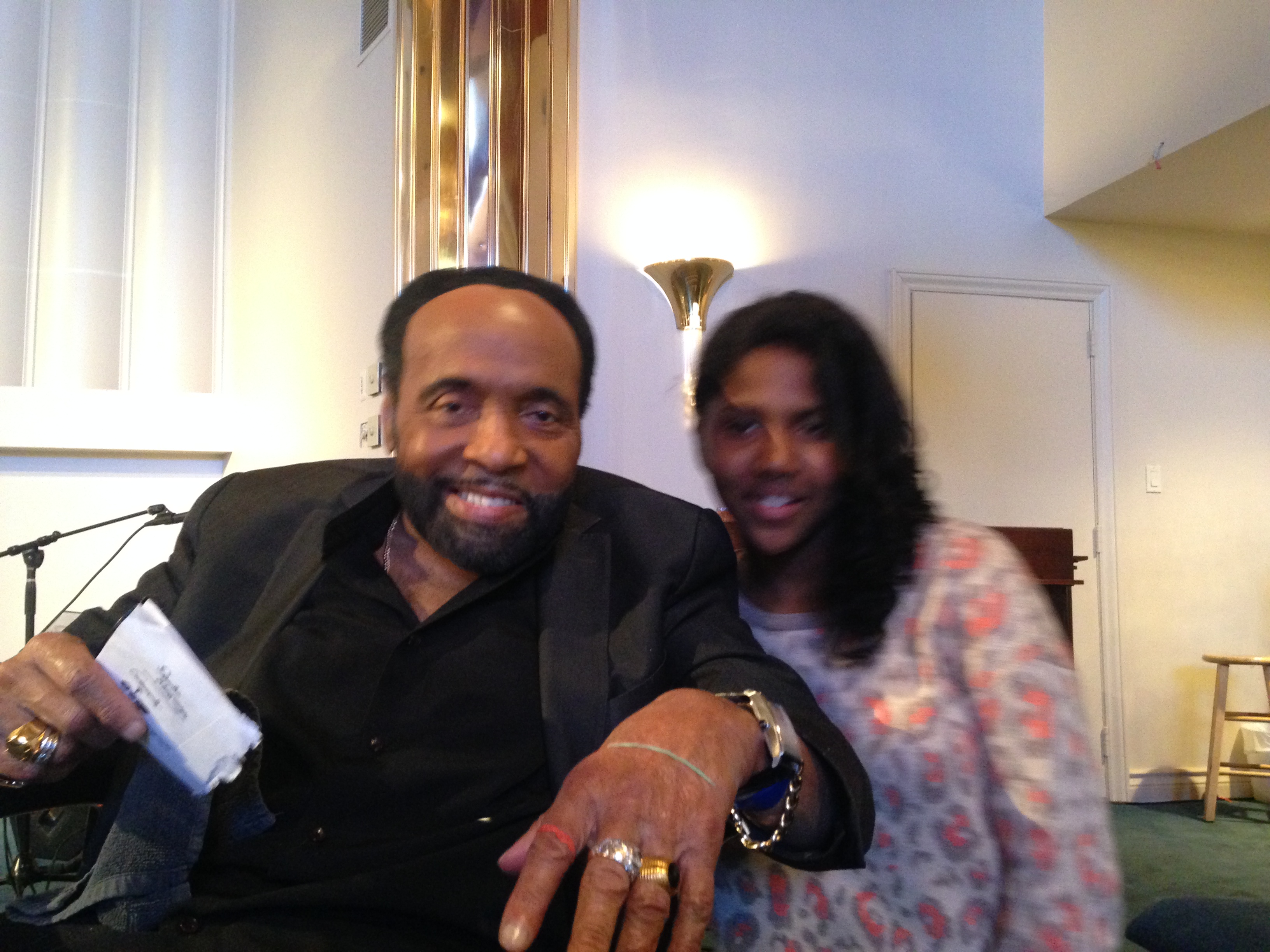 Pastor Andrae Crouch and Actress/Singer Kiera Washington at New Christ Memorial Church of God in Christ, Pacoima, California