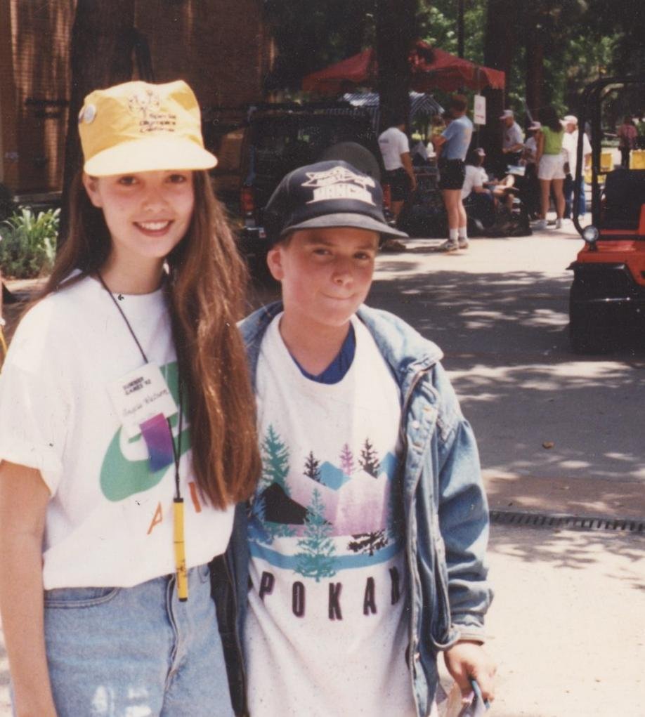 Angela Watson and Shane Ryan, volunteering at the Special Olympics, 1992.