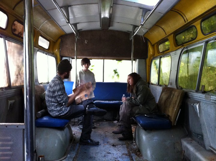 On the set of Terminus with Chandler Riggs and April Billingsley