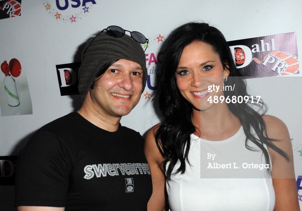 HOLLYWOOD, CA - APRIL 26: Actor/musician/artist Neil D'Monte and actress Courtney Moore arrive for the Premiere Of 'Buttwhistle' held at Arena Cinema Hollywood on April 26, 2014 in Hollywood, California.