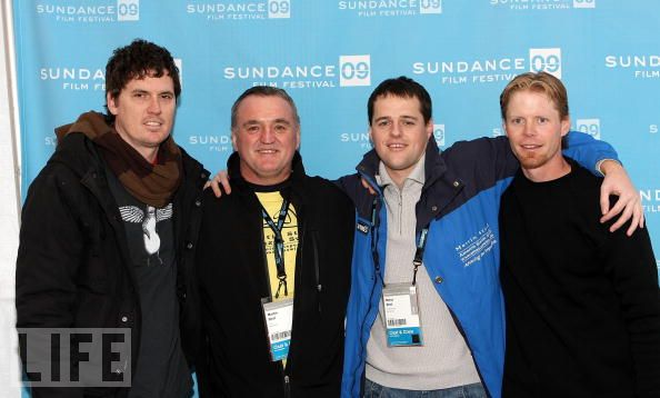 Big River Man Sundance Premiere, 2009. From left, John Maringouin, Director, Martin Strel, Borut Strel, Matt Mohlke.