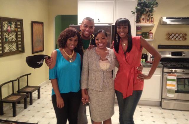 Angell Conwell, Paula Jai Parker, and Tanjareen Martin on the set of Family Time
