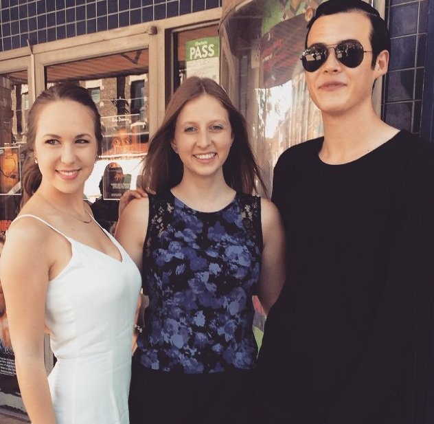 Sofie Uretsky, Corina Bizim, and Lyle Lettau at the Reign premiere (2015)