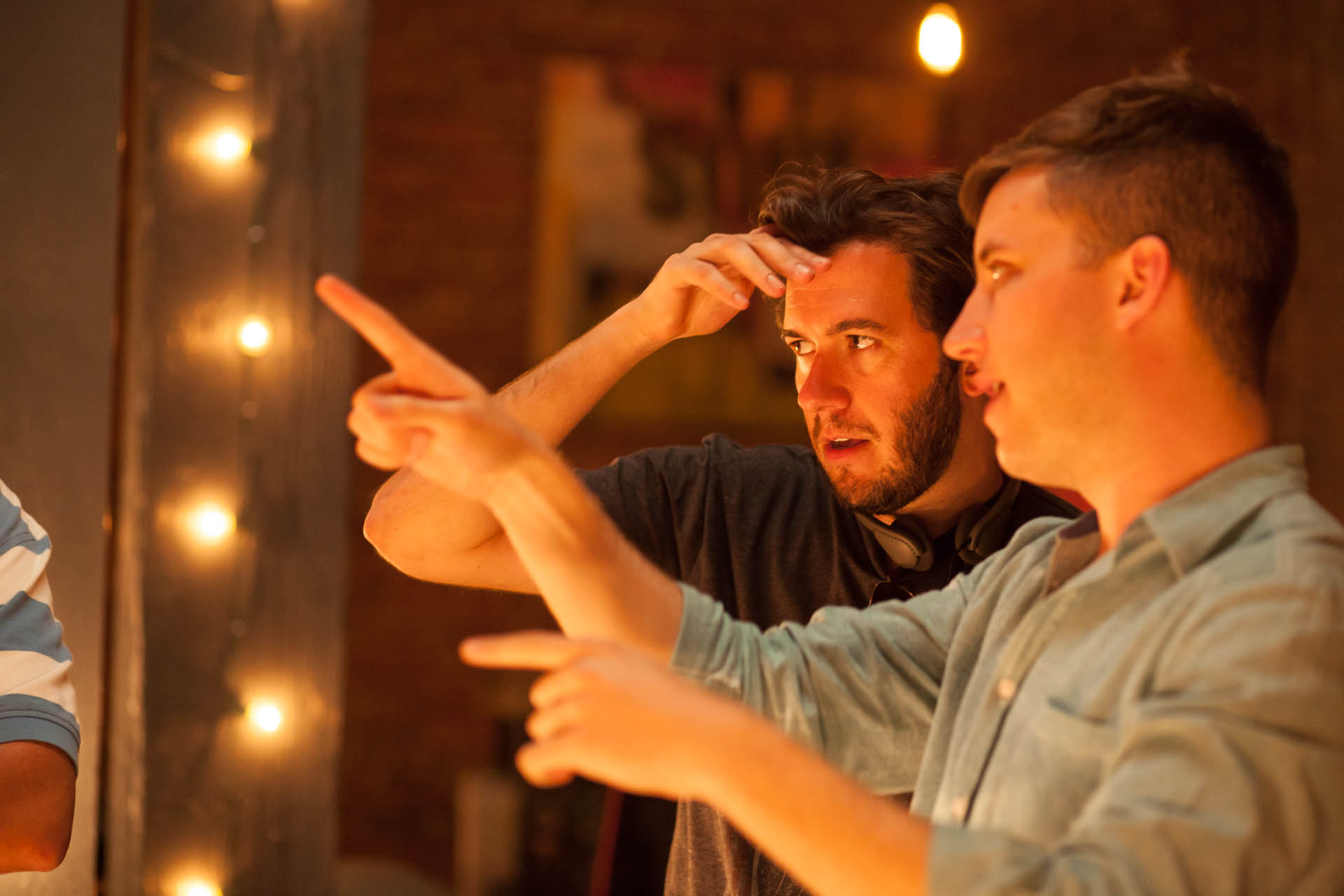 Dennis Widmyer (left) with cinematographer, Adam Bricker, on the set of 'Starry Eyes.'