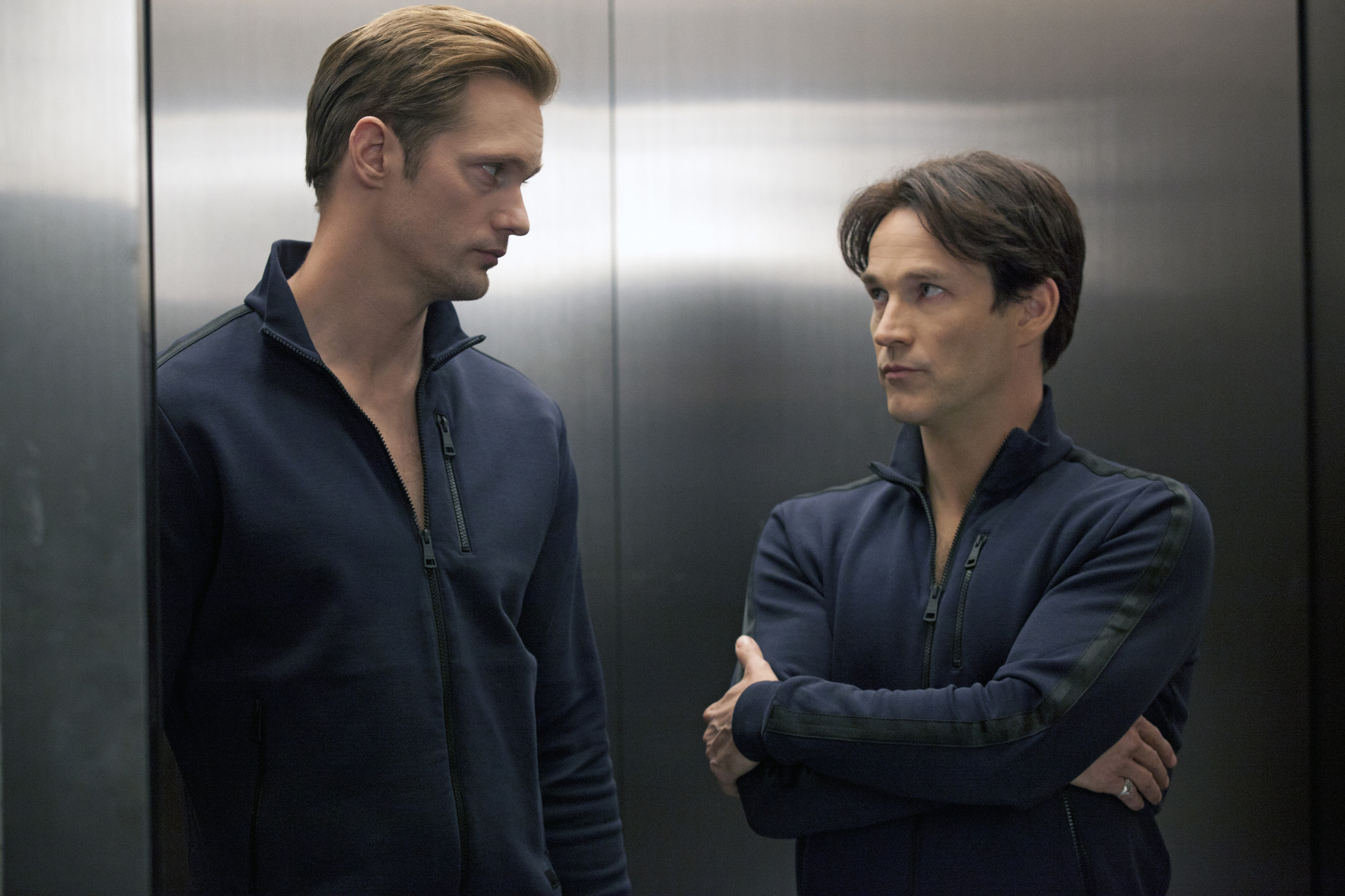 Still of Alexander Skarsgård and Stephen Moyer in Tikras kraujas (2008)