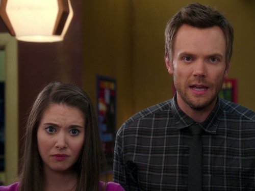 Still of Joel McHale and Alison Brie in Community (2009)