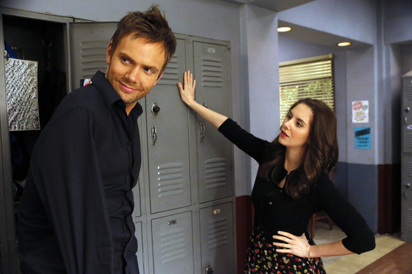 Still of Joel McHale and Alison Brie in Community (2009)