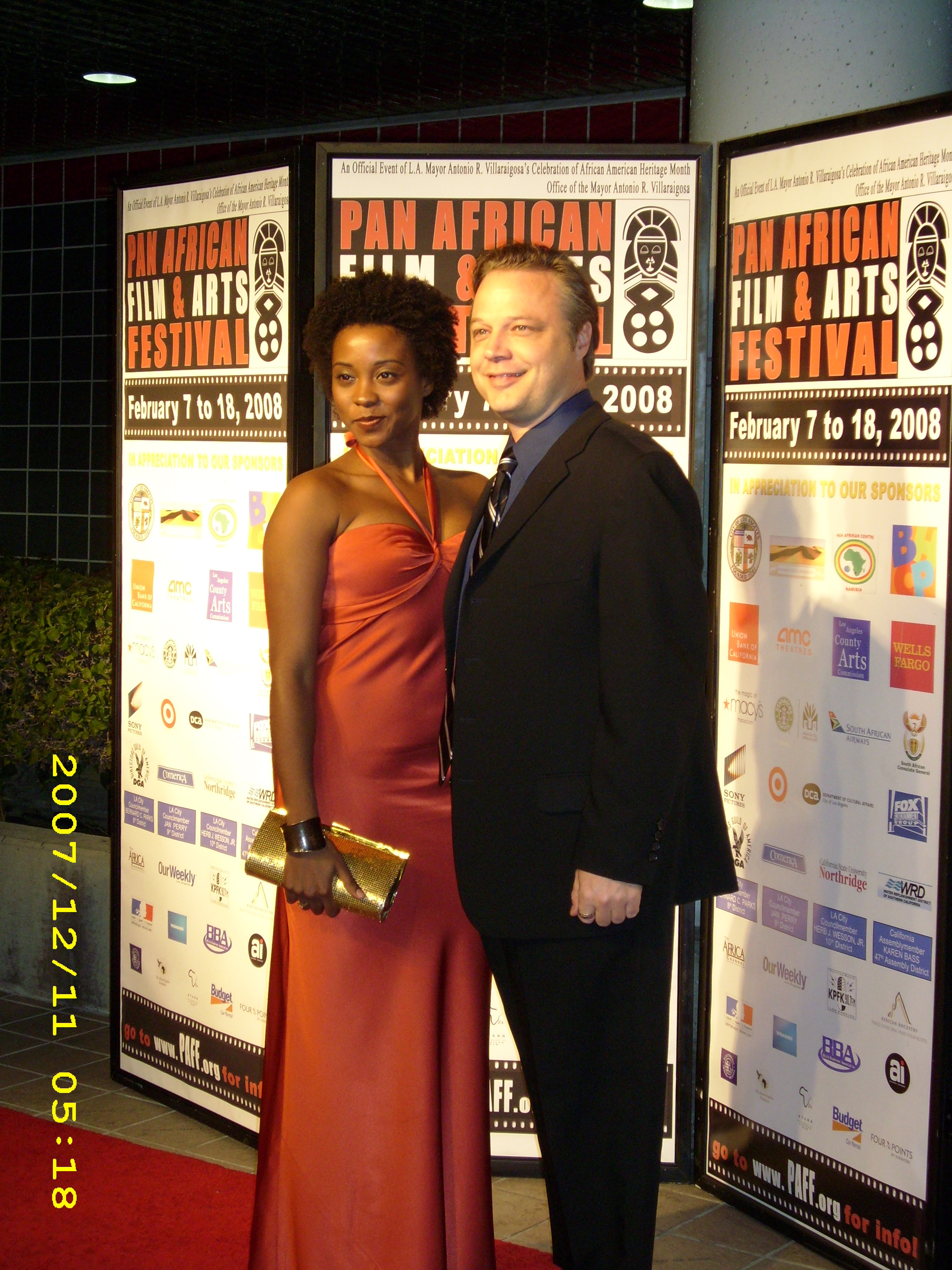 Linara Washington & Director Andrew P. Jones on the red carpet at the Pan African Film Festival