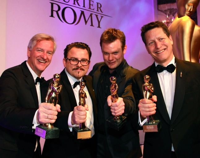 Romy Awards 2012, Vienna. Producer Klaus Graf, writers Christoph Silber and Thorsten Wettcke and producer Sam Davis with their awards for A DAY FOR A MIRACLE.
