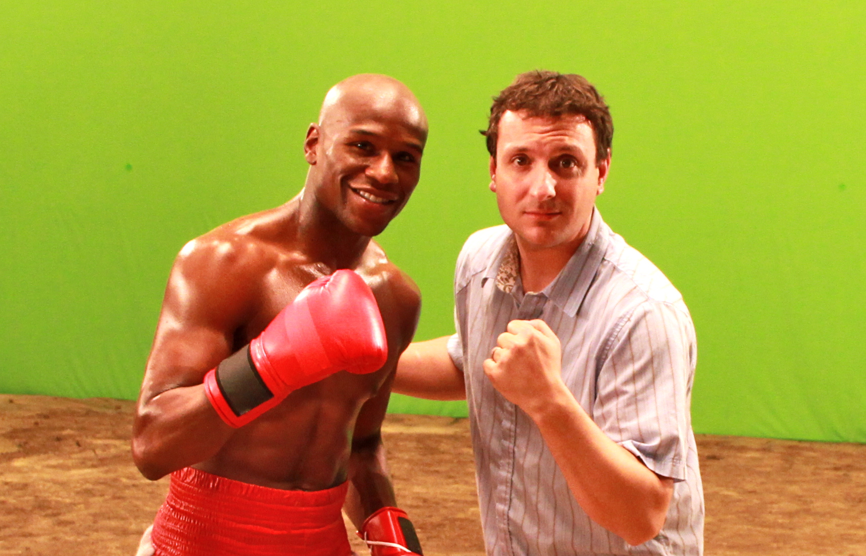 On set with Floyd Mayweather for HBO commercial.