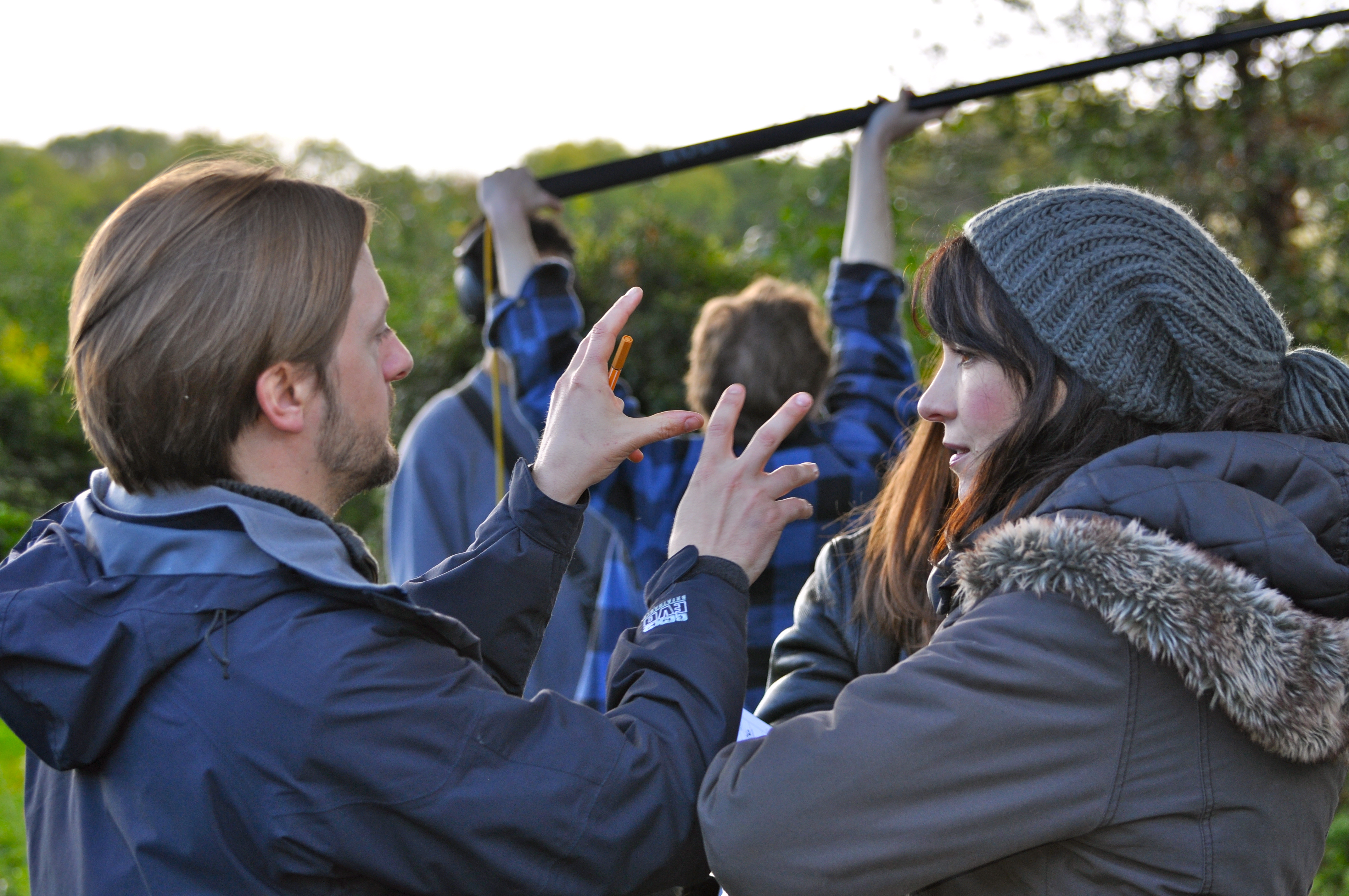 Tony Hagger and Elizabeth Healey on the set of 'Pastoral'