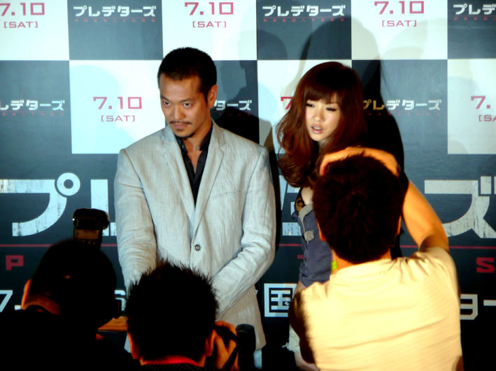 Louis Ozawa Changchien and Aki Hoshino at event of Predators, Tokyo, Japan.