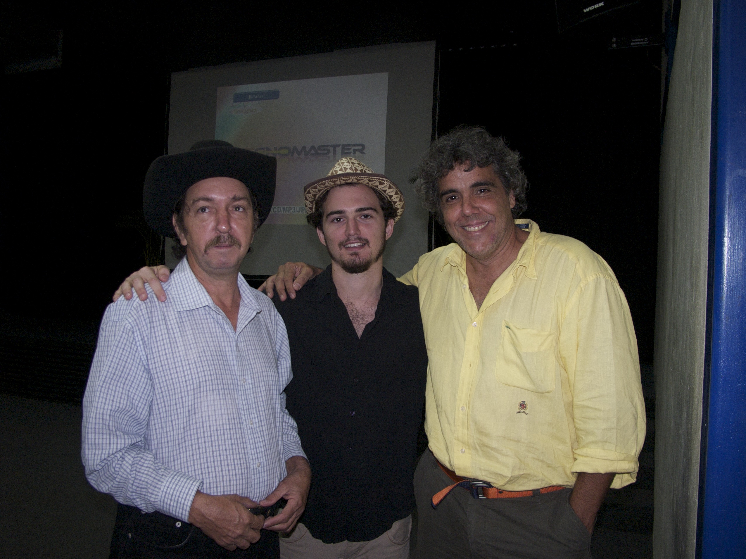 Screening at the Laura Bertrán Theater. From left to right: Pedro Jimenez, Rodrigo Montealegre and famed Dominican filmmaker Angel Muniz.