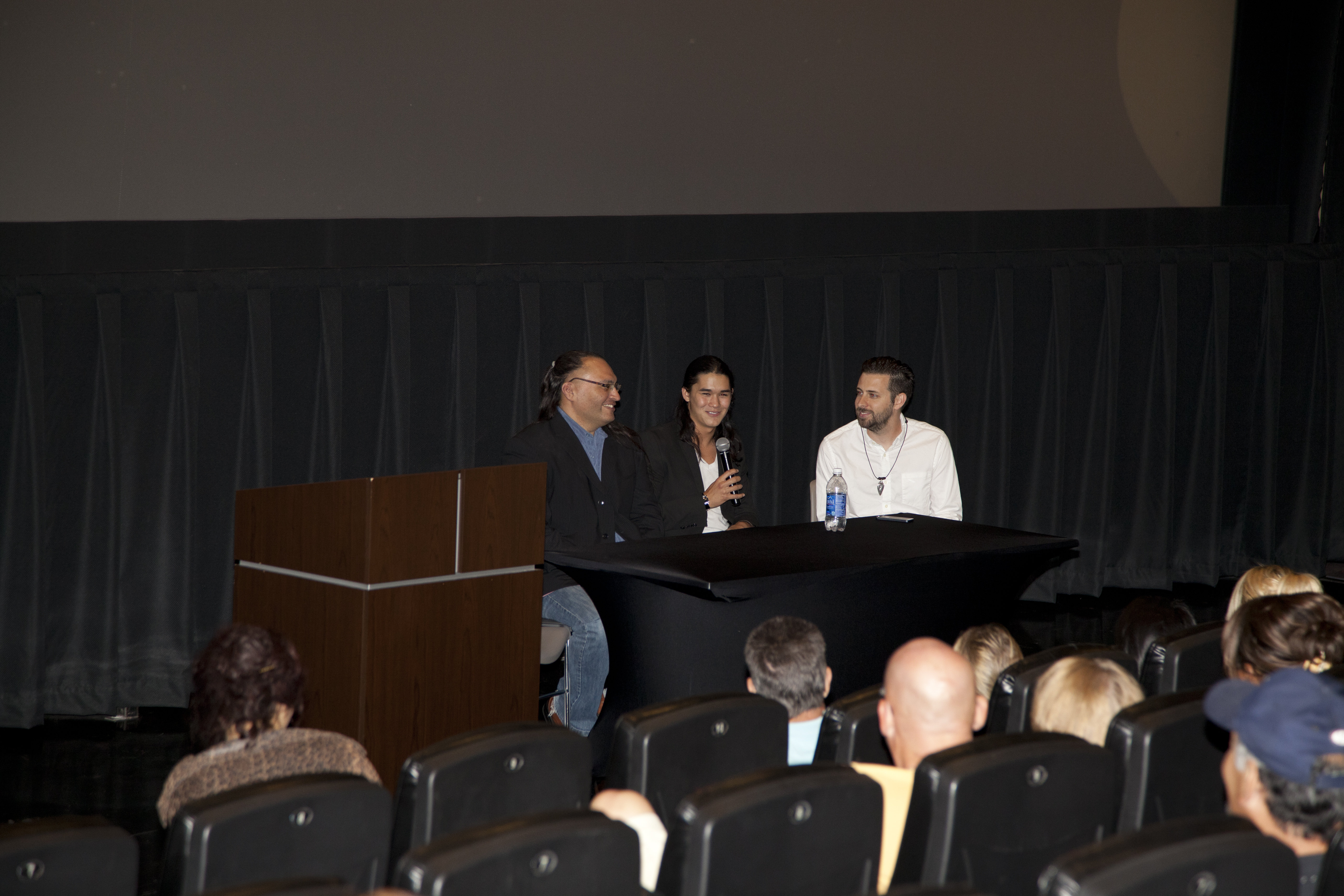 Booboo Stewart, Jon Proudstar and Brent Ryan Green at a Q&A session following the Running Deer premiere