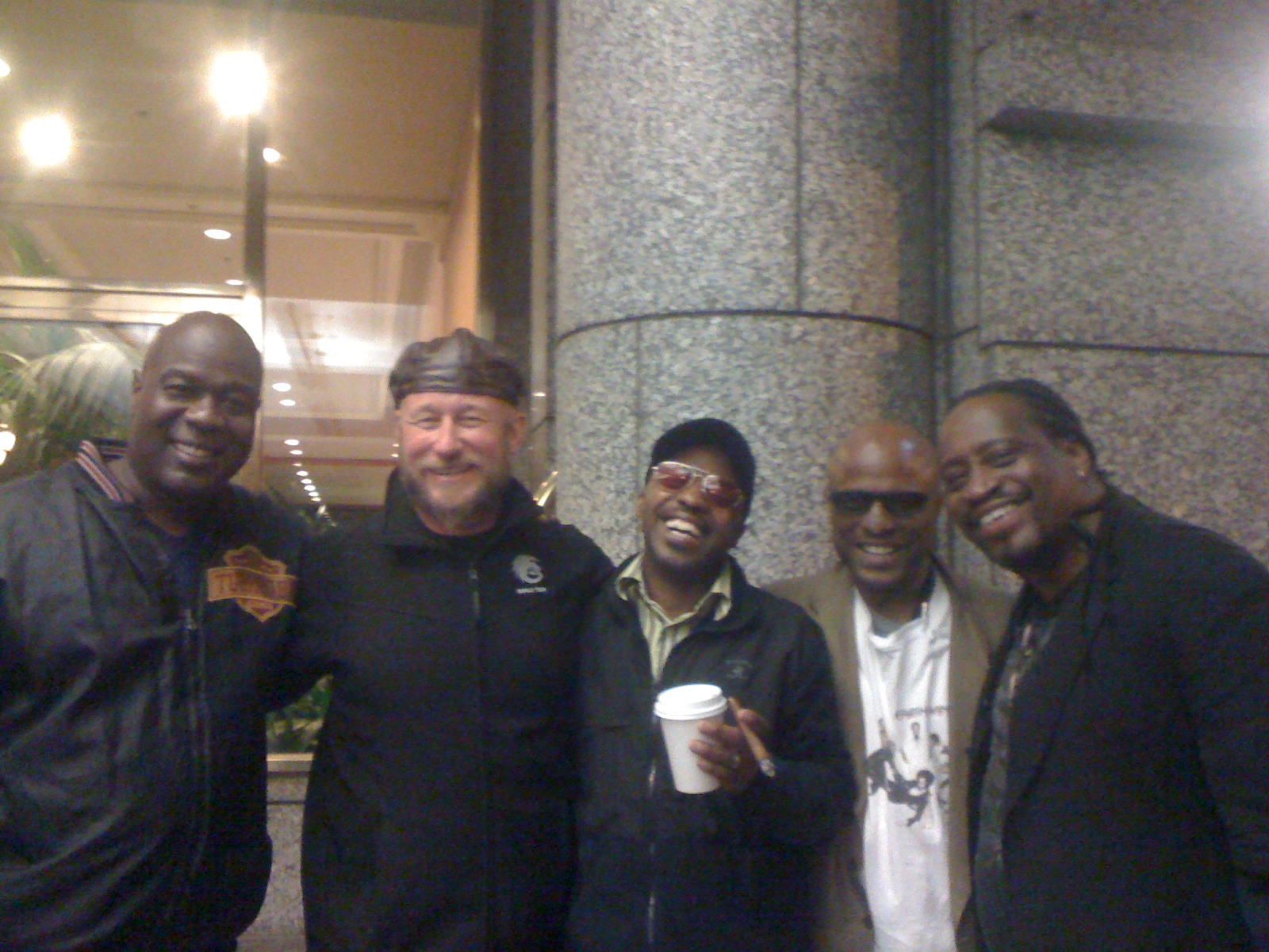 JB Warren with Earth, Wind and Fire, in Philadelphia. Gary Bias, Greg Moore, friend Lee Jr., and Morris O'Conner.