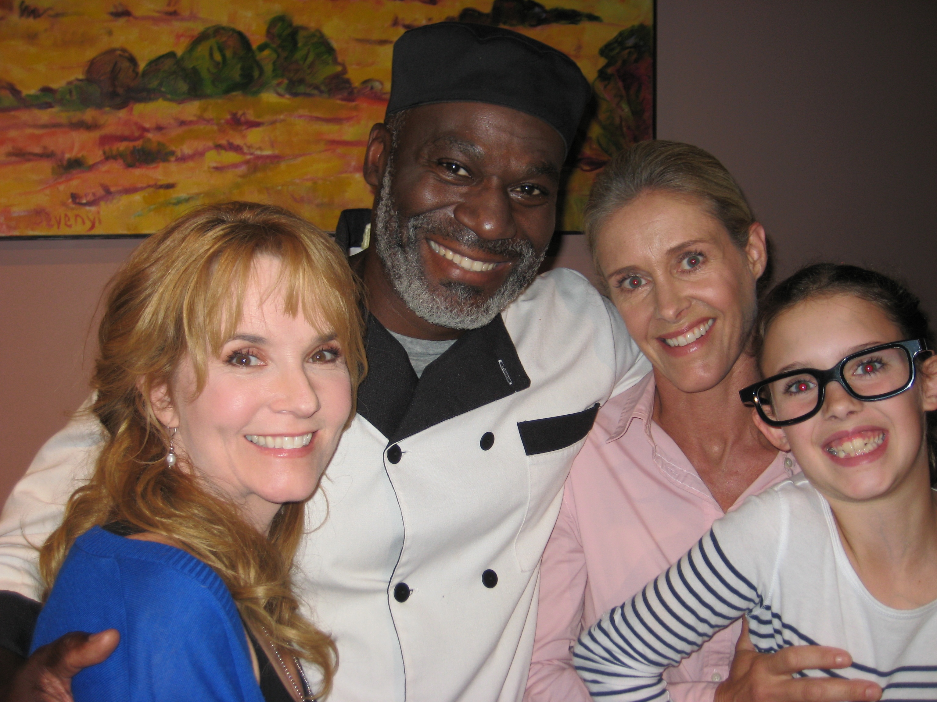 Lea Thompson, Everick Golding and Rachel Hayward on the set of My Mother's Future Husband.