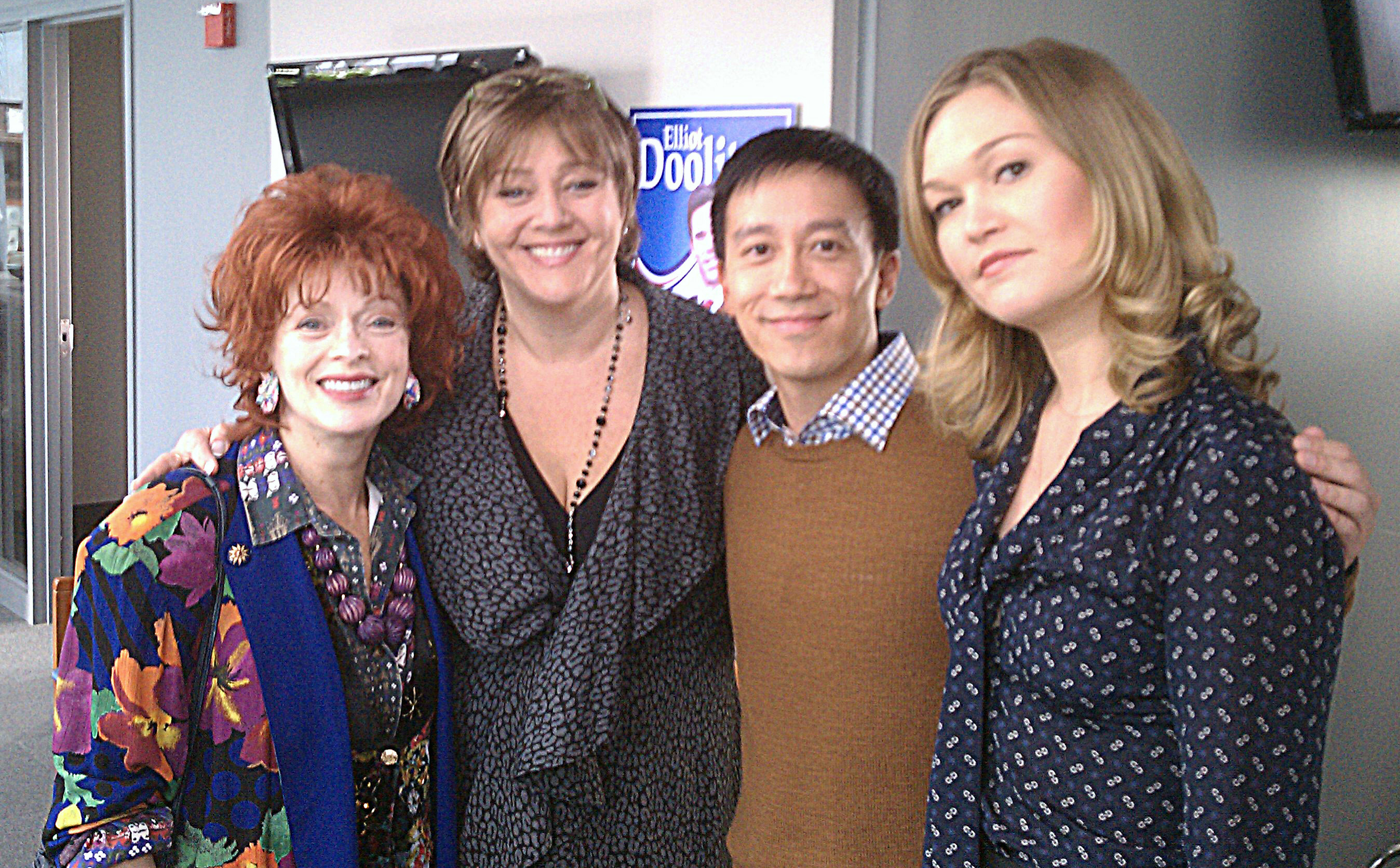 Frances Fisher, Camryn Manheim, Albert M. Chan, and Julia Stiles on the set of The Makeover