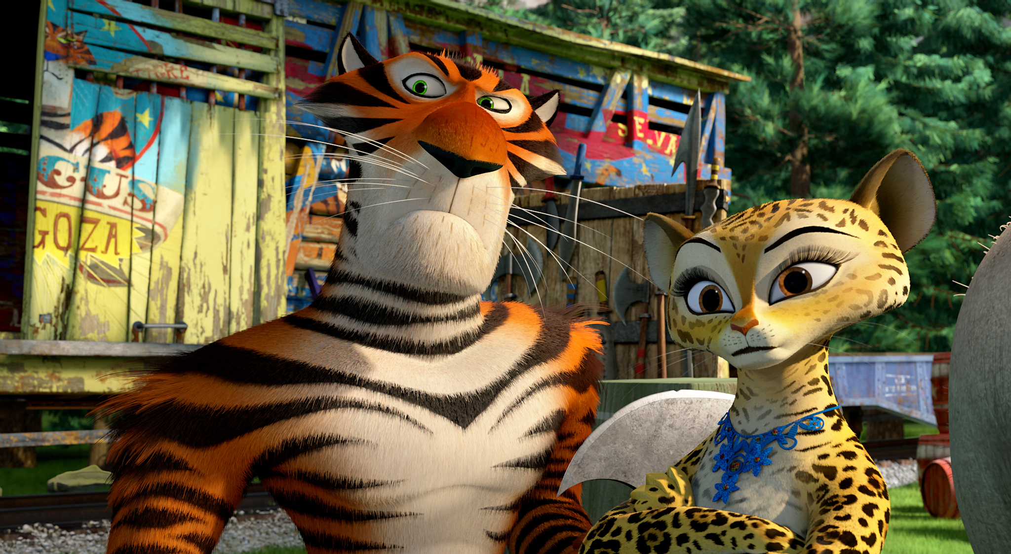 Still of Bryan Cranston and Jessica Chastain in Madagaskaras 3 (2012)