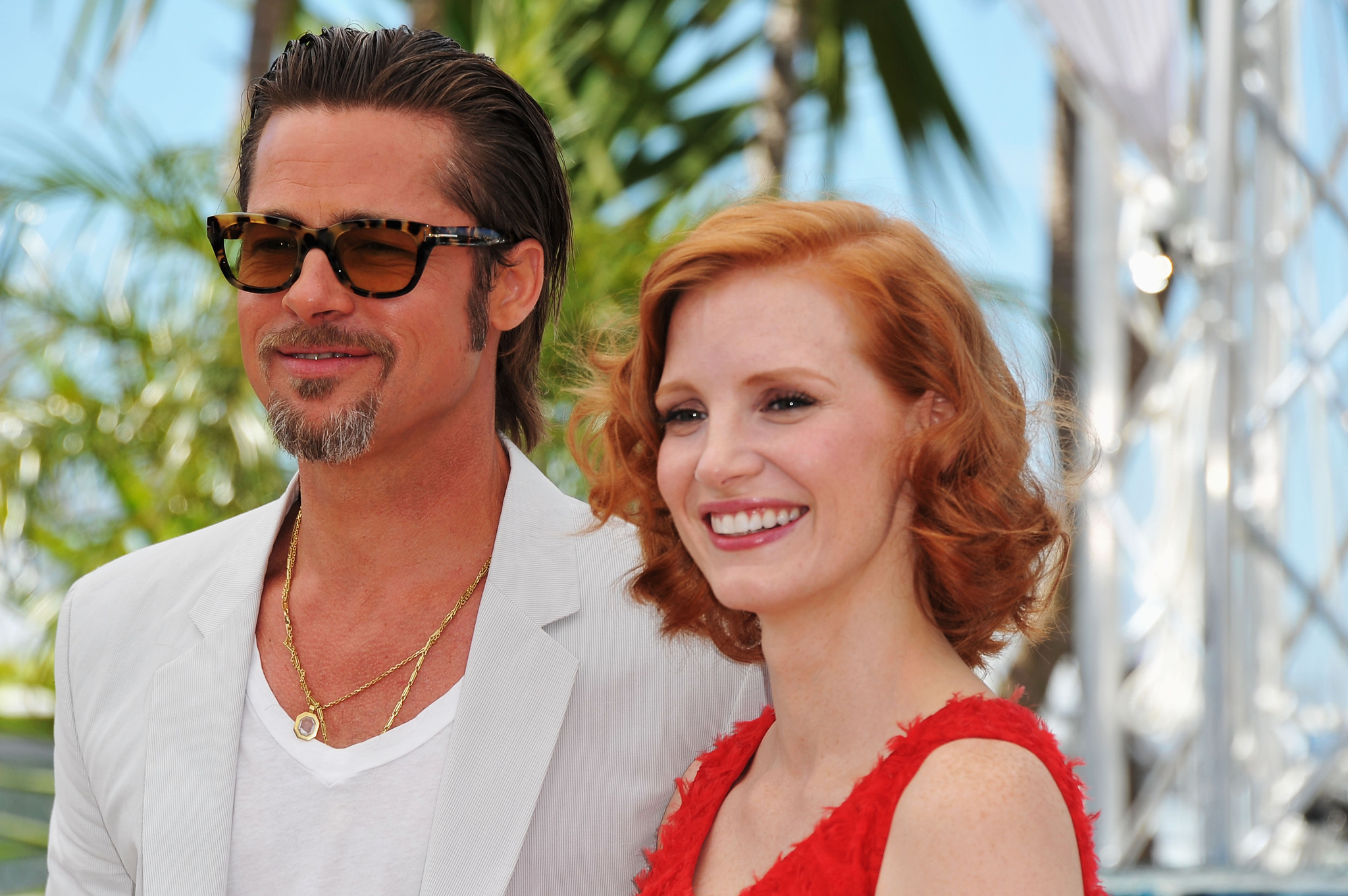 Brad Pitt and Jessica Chastain at event of The Tree of Life (2011)