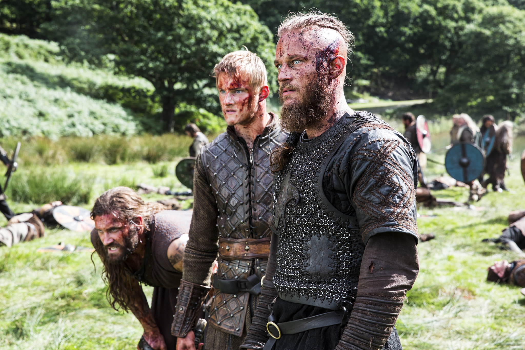 Still of Travis Fimmel, Alexander Ludwig and Clive Standen in Vikings (2013)