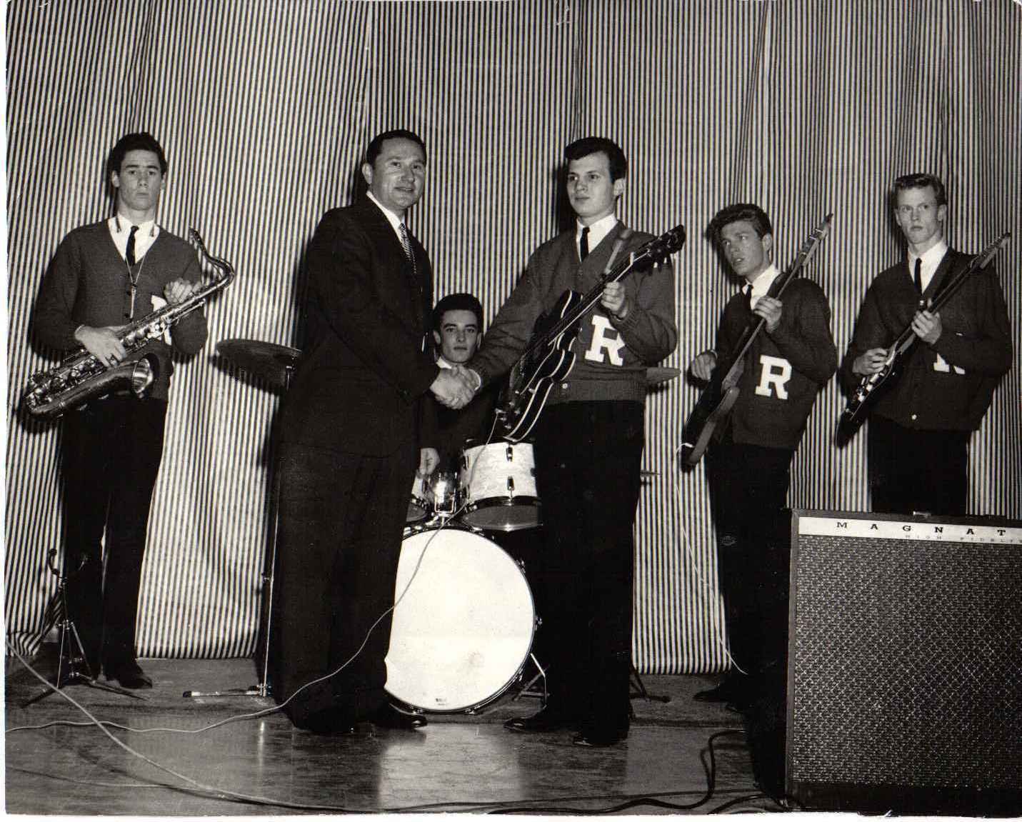 The Routers on tour in 1962. Michael Gordon,guitar, Randy Viers, drums, Scott Engel, bass.