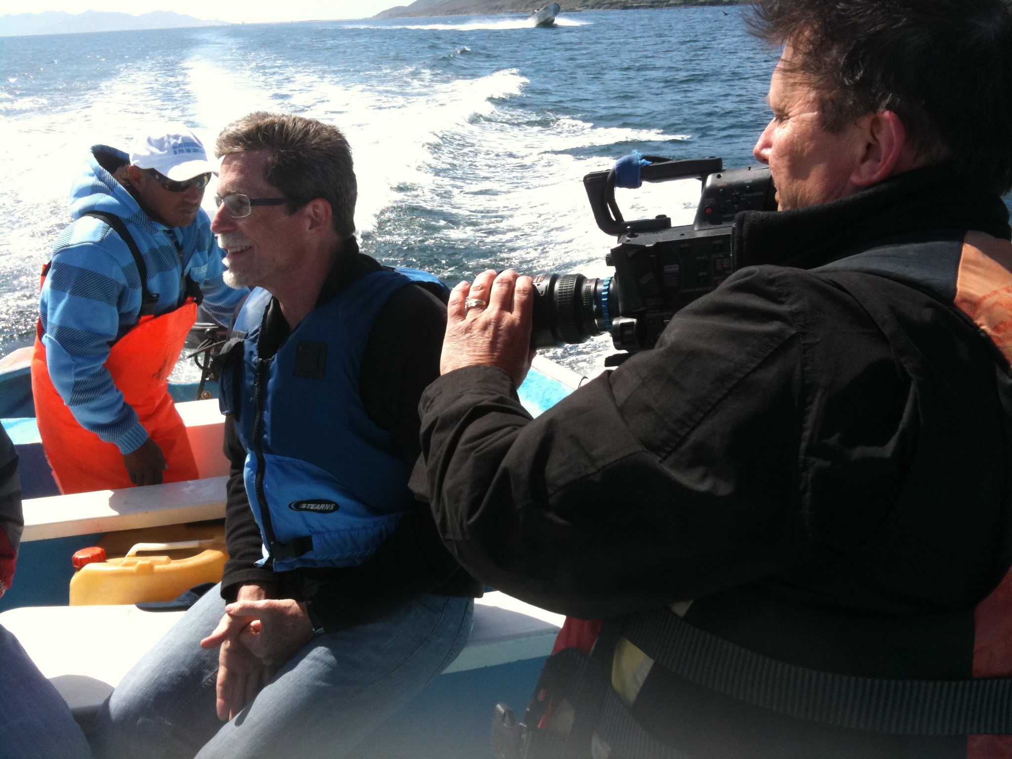 Bob Long with Rick Bayless and AF 100 in the Pacific during an Episode of 