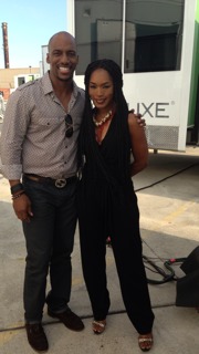 On set of American Horror Story: Coven, with Angela Basset