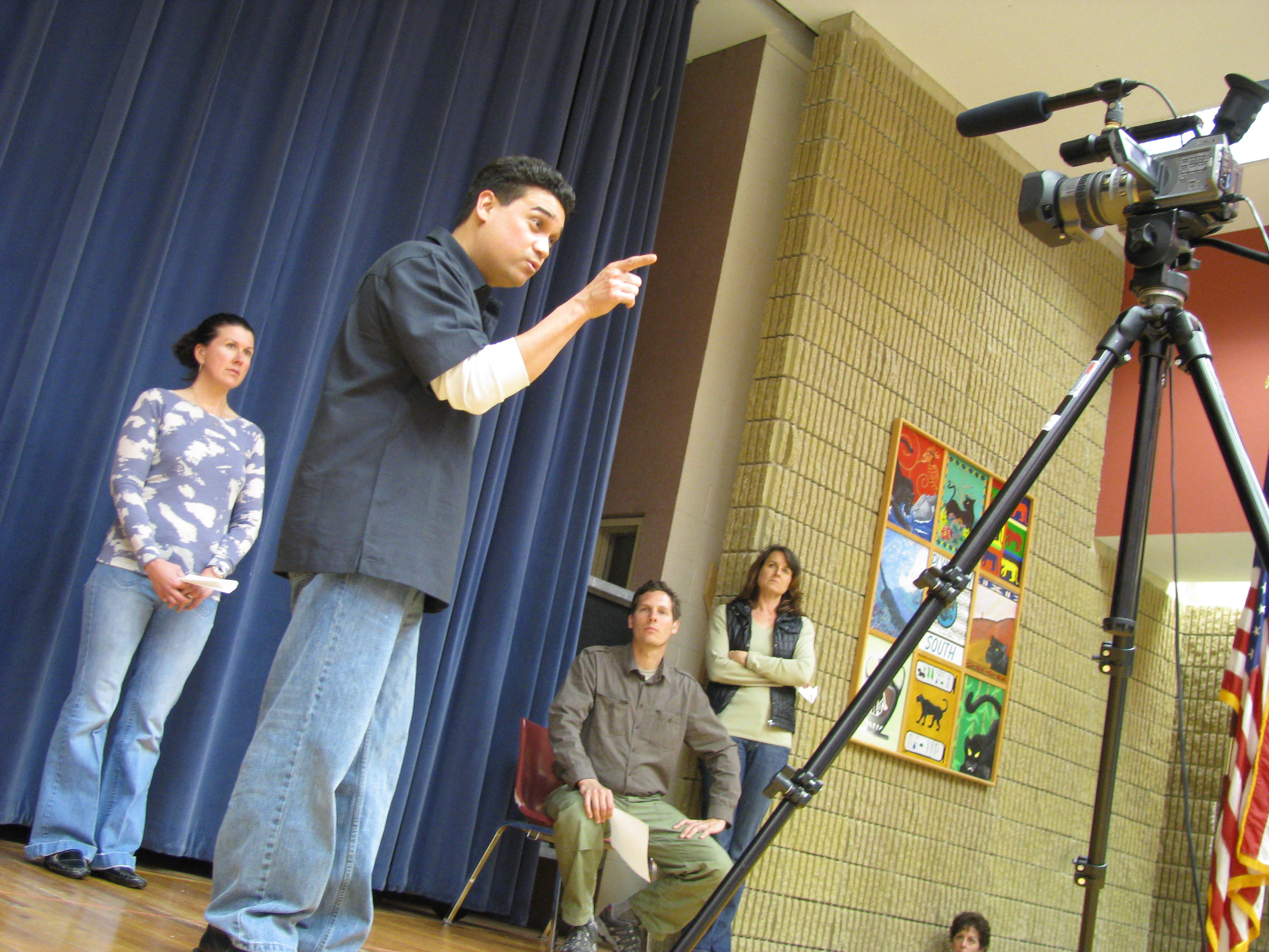 Kevin Lasit giving instruction of how to play to the camera for commercial auditions.