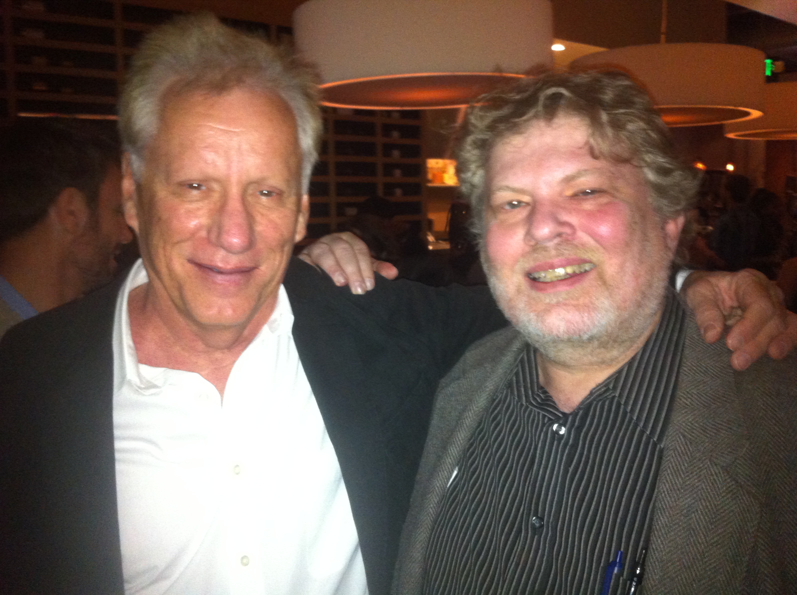 Joe Hansard as Tim in Jamesy Boy, with castmate James Woods at the Jamesy Boy wrap party in Baltimore.