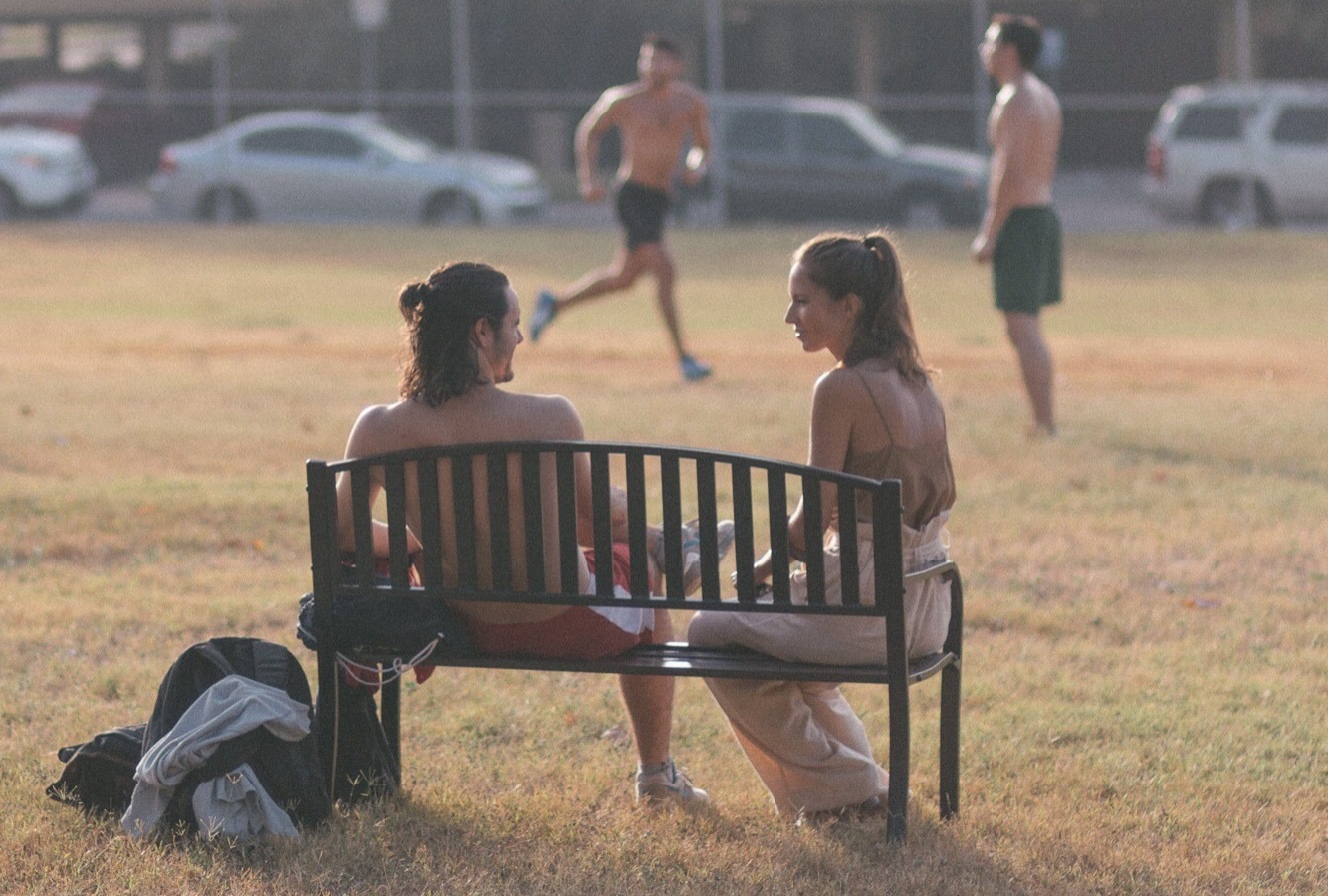 Agustin Silva and Mallory Culbert on the set of The Big Spoon