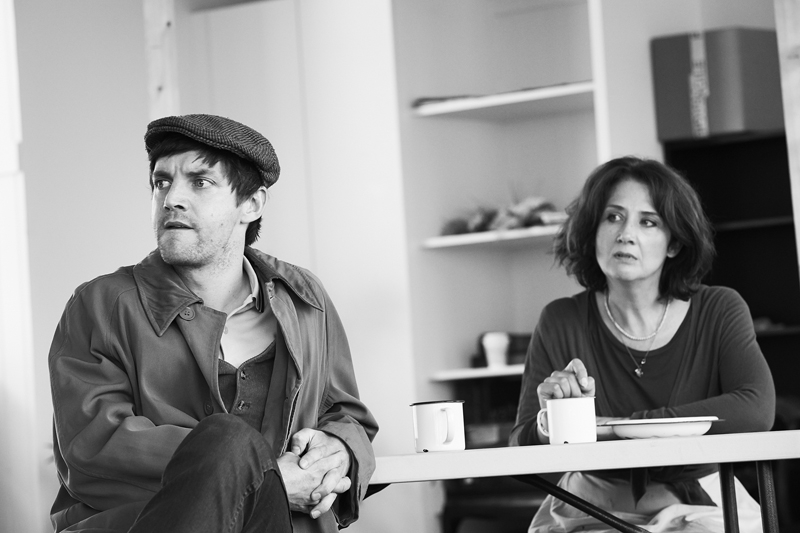 Emmet Kirwan as Snobby Price and Ali White as Rummy Mitchens in rehearsals for The Abbey Theatre- The National theatre of Irelands production of Major Barbara
