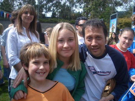 Madison and her brother, David, on the left, with Rob Schneider, at 
