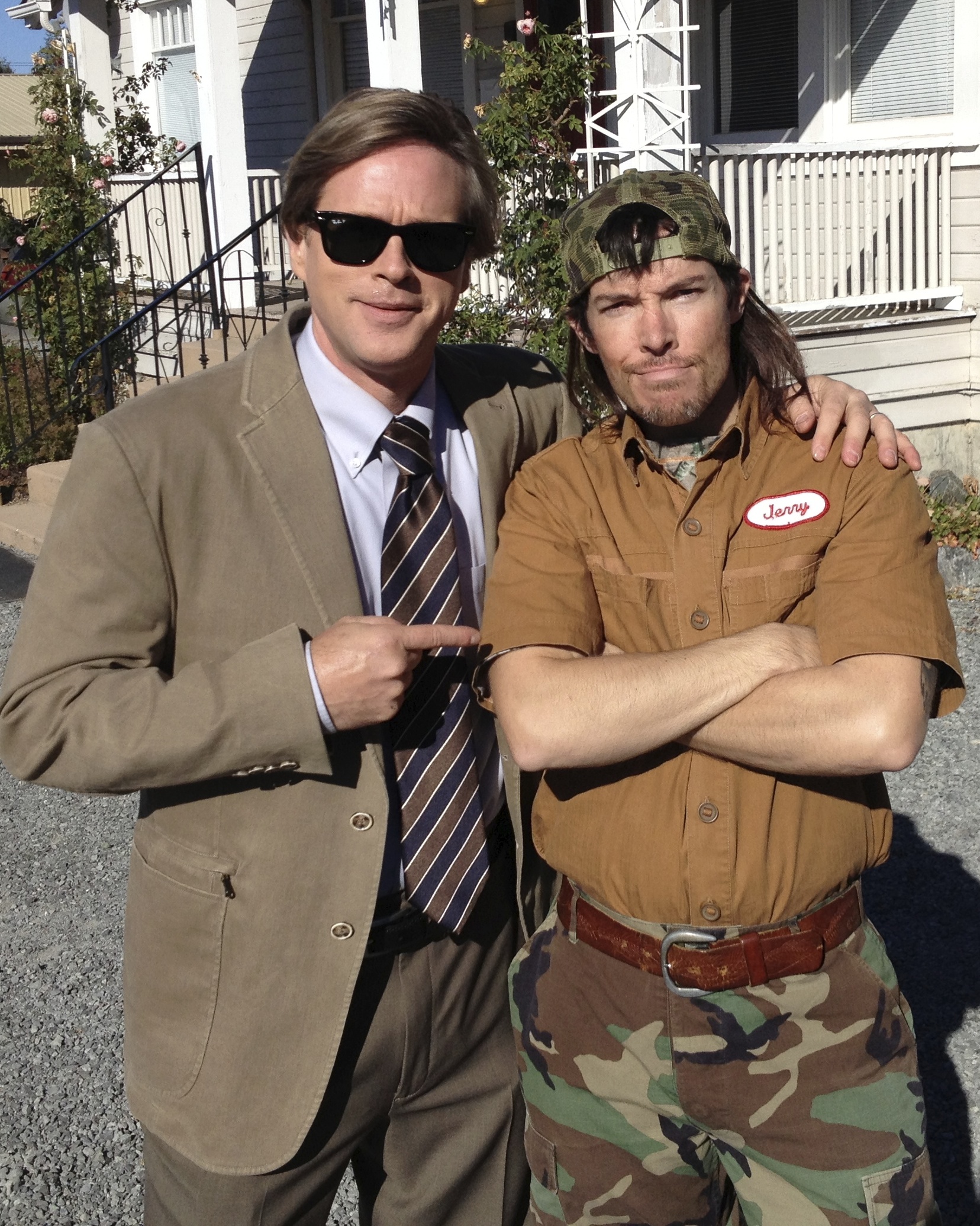 Cary Elwes and David S. Hogan on the set of A Bit of Bad Luck.