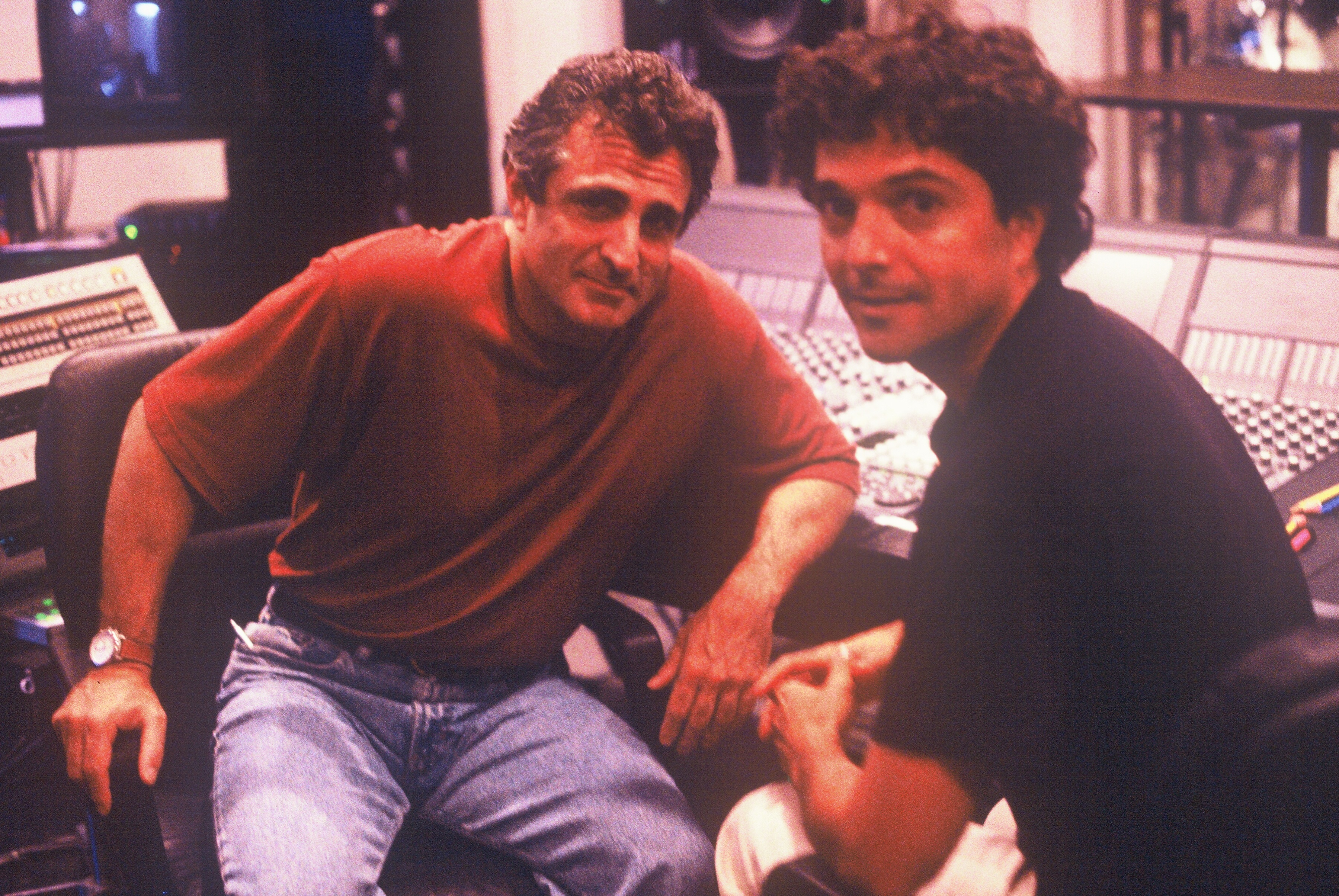 Director John Herzfeld with composer Anthony Marinelli in the studio for the film 2 Days in the Valley (1997)