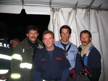 Oliver Stone 9/11 pic. With Ed Sullivan (Rescue Me) and two other firefighters.