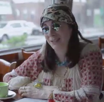 Elisa London as the Hippie/Mystic 2nd Blind Date in the short film, 