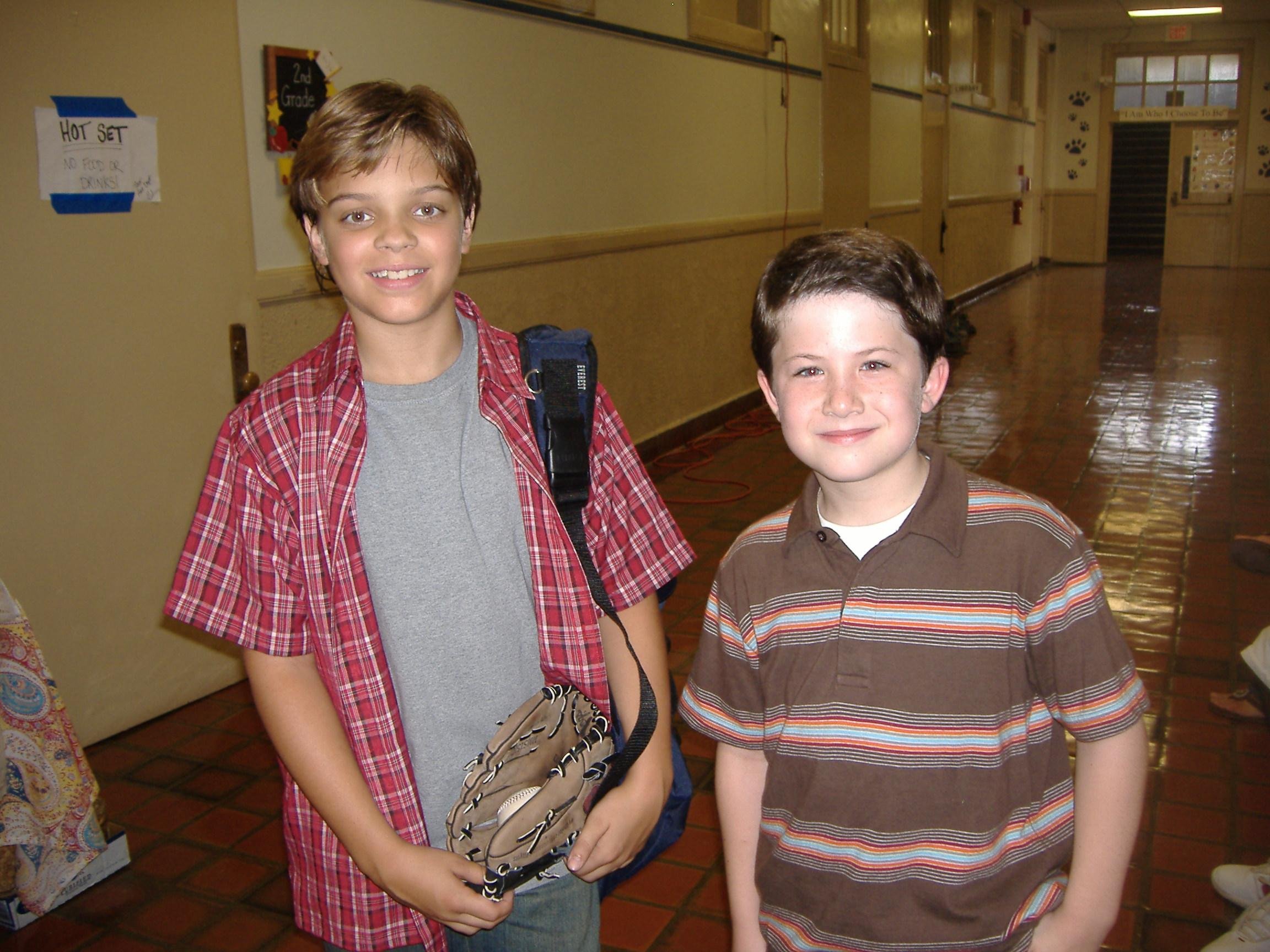 Hunter Ballard with Dylan Minnette on the set of Year Without A Santa Clause