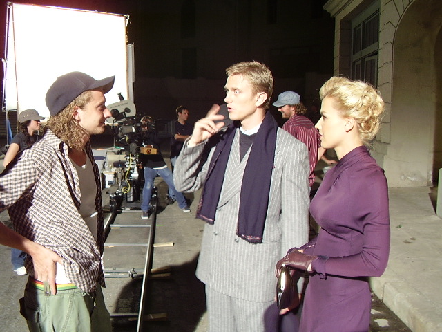 Director Christian Bagger, Neil Jackson, and Agnes Olech on the set of 15-40