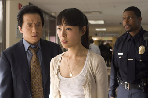 Still of Jackie Chan, Chris Tucker and Jingchu Zhang in Rush Hour 3 (2007)