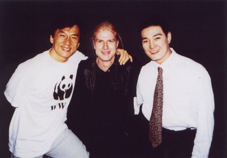 Jackie Chan, Thorsten Nickel and Ken Lo on break during the filming of 